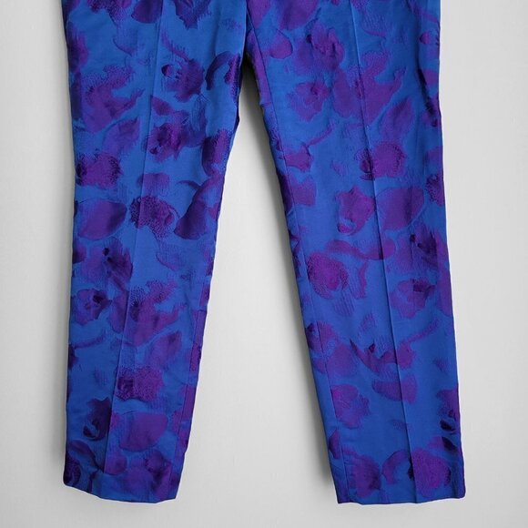 NWT Elie Tahari Melissa Ultraviolet Jacquard Straight Leg Cropped Pants - Picture 4 of 10